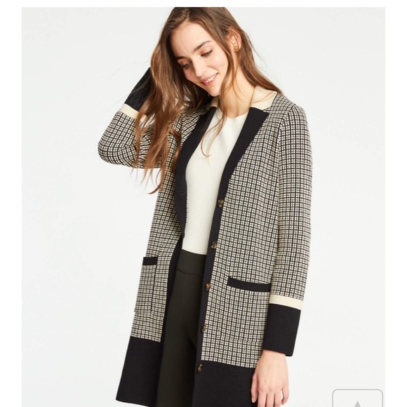 nine west plaid sweater coatigan